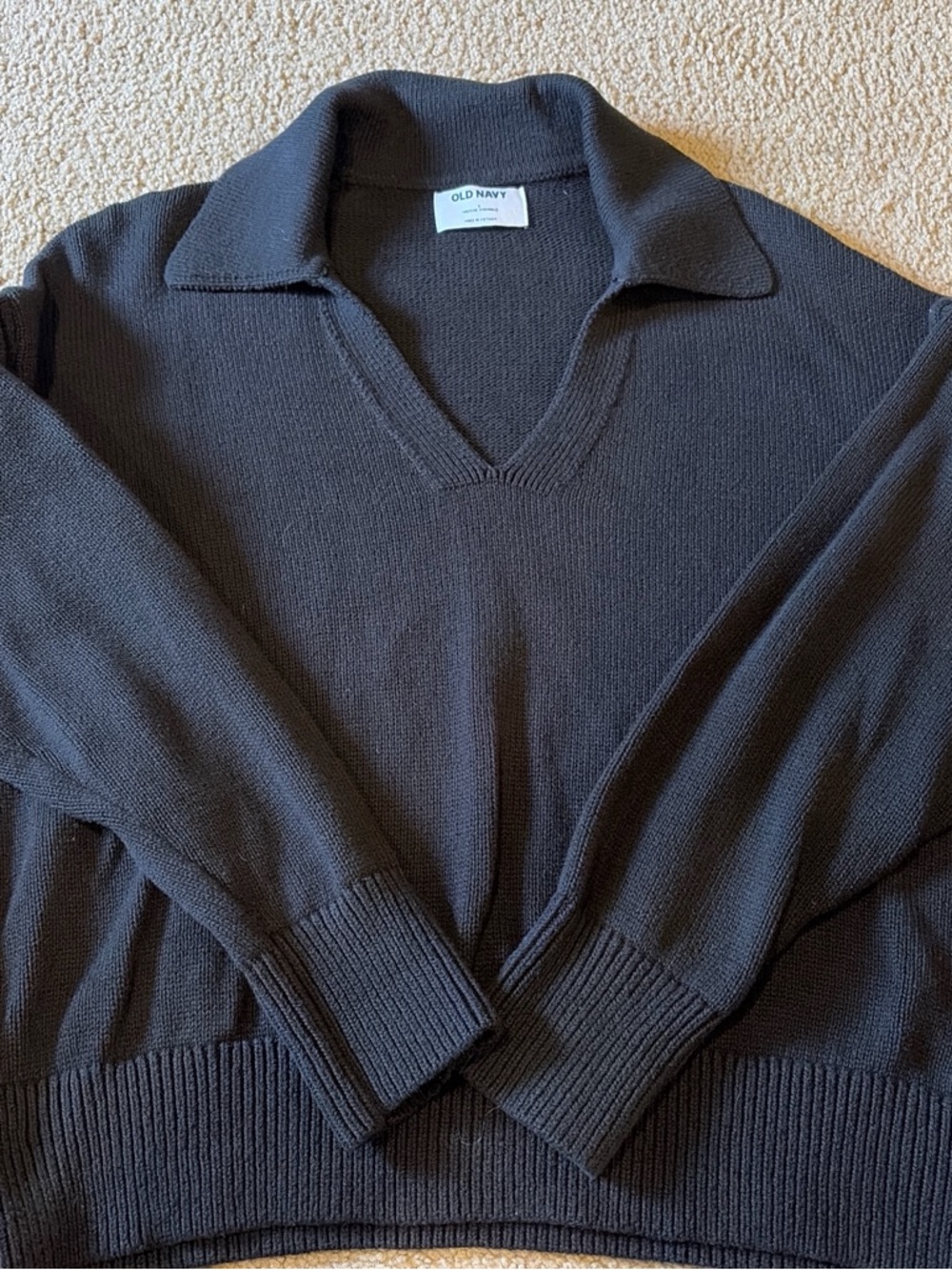 Old Navy Women's Black V-Neck Polo Sweater | Size Large |